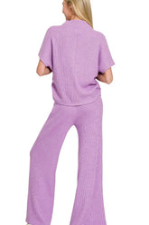 Sweater Mock Neck Top & Long Pants Set ZENANA